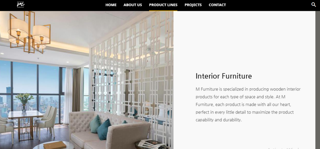 Thiết kế website M Furniture chuẩn tập đoàn nội thất 